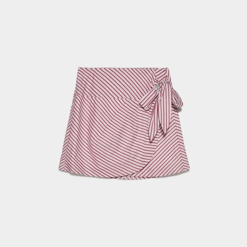 Zara Pink and White Striped Mini Skirt